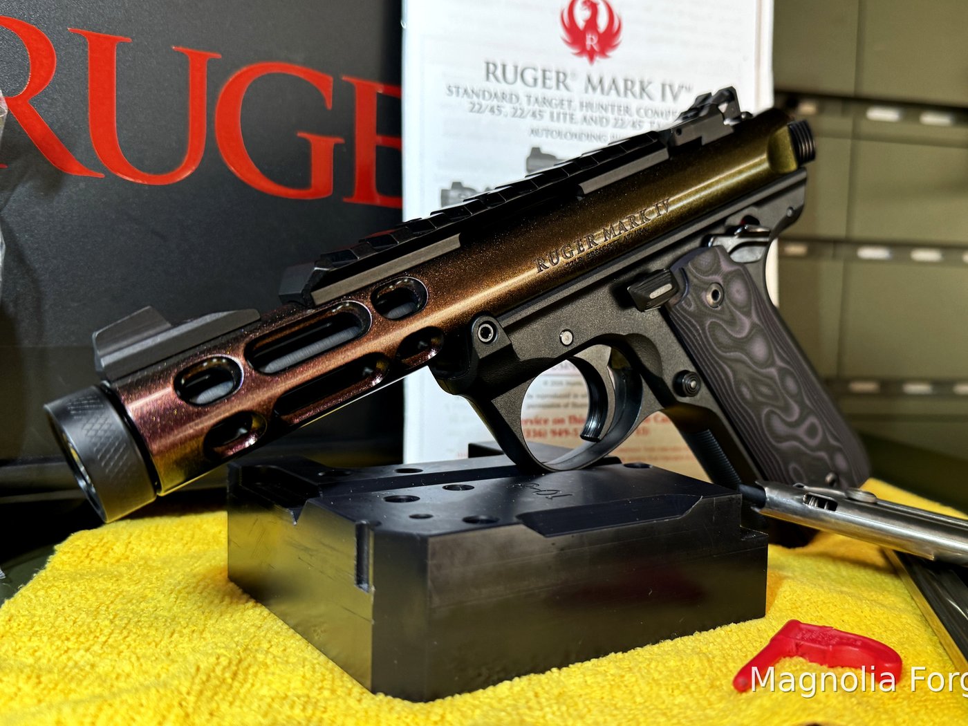 Ruger Mark IV 22/45 Lite in Gun Candy Pegasus finish, left side